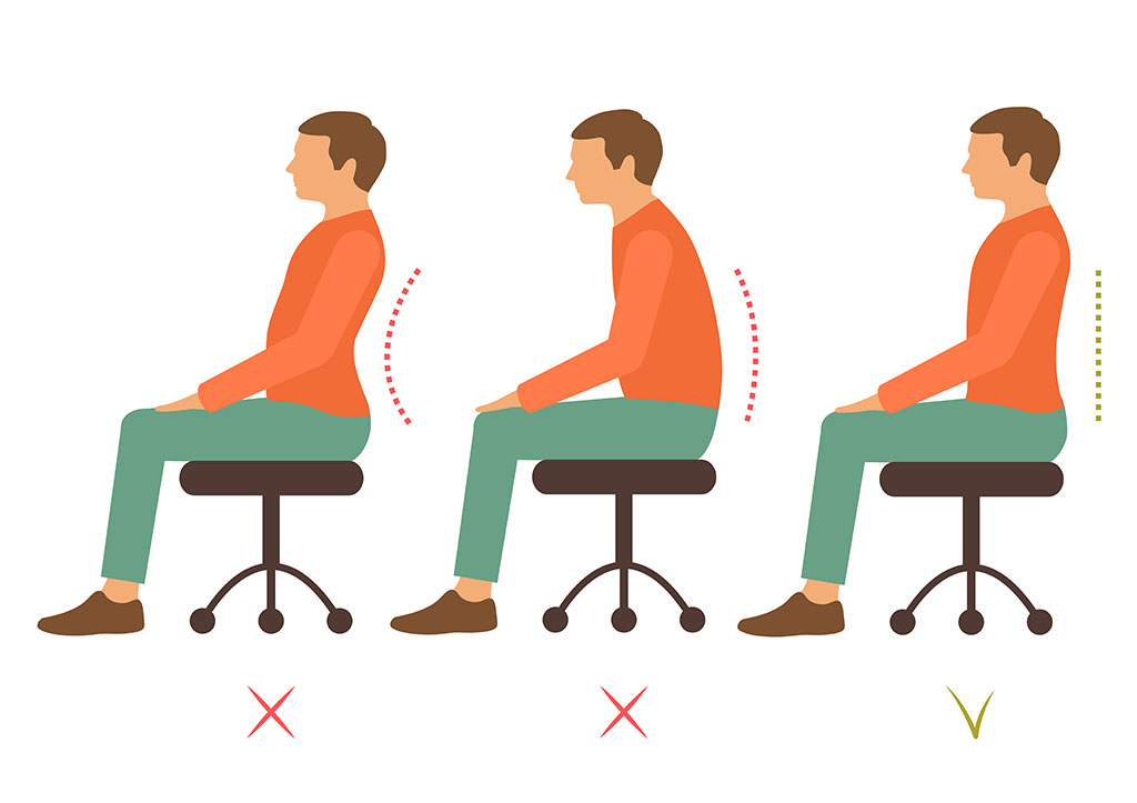 Sitting with a slouched back